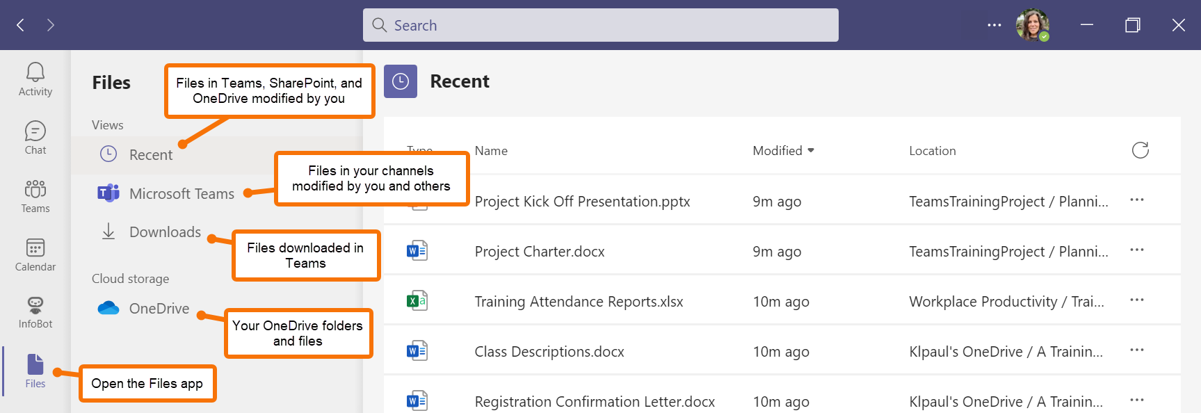 Image of the files app.