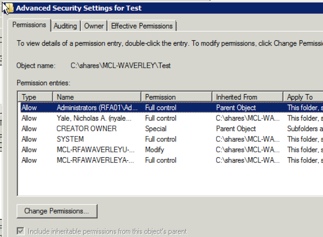 RFA Folder Permissions