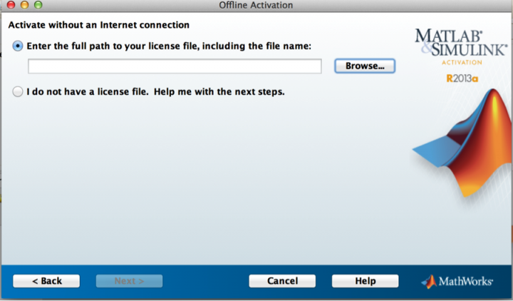 Activate MATLAB Select License File