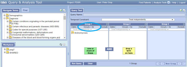 PDSR i2b2 Query Tool - Recurrence 1