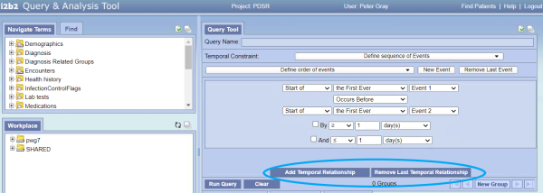 PDSR i2b2 Query Tool - Add Remove Event Relationship