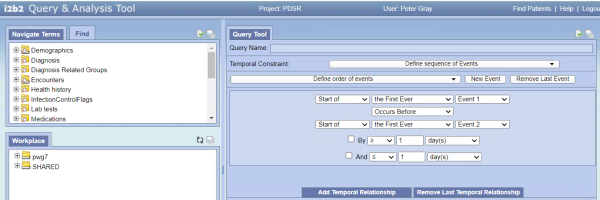 PDSR i2b2 Query Tool - Define Event Order 2